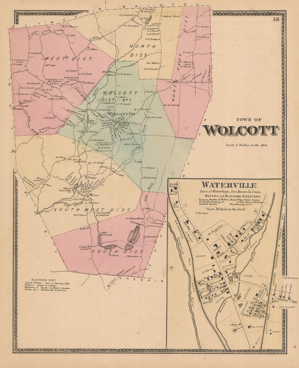 1868 Map of Wolcott