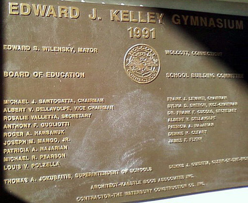 Plaque at Wakelee gym entrance